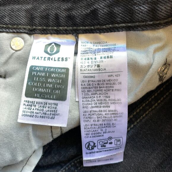 Levi's 501 Black Distressed High Rise Cutoff Denim Shorts Size 28 Grunge - Picture 9 of 9